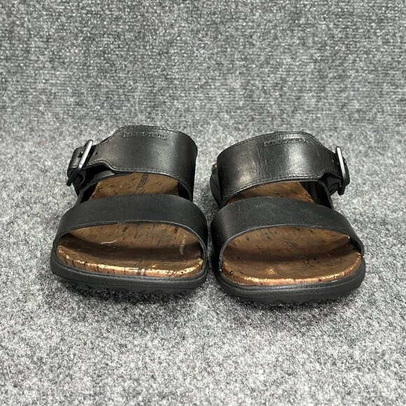 Merrell Around Town Sandals Women's Size 8 Black Leather Buckle Strap Slides - Picture 2 of 12